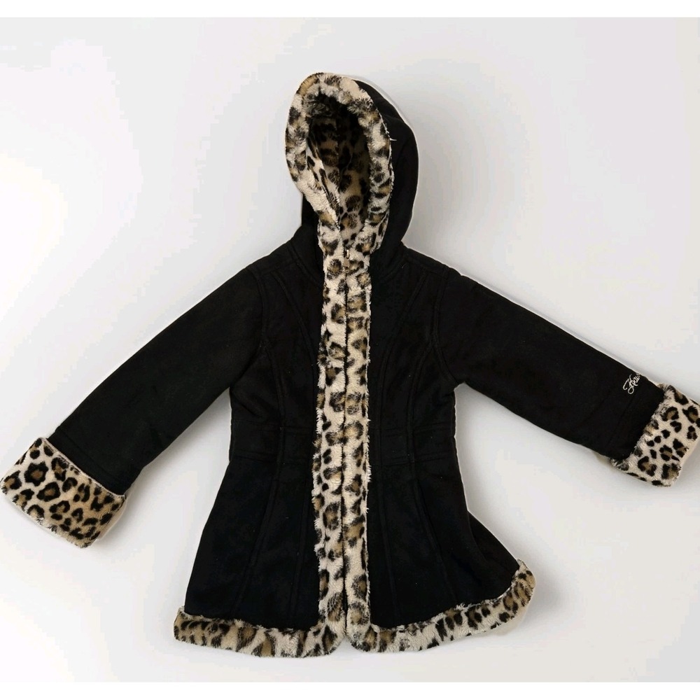 Hawke & Co Black Toddler Jacket with Leopard Trim
